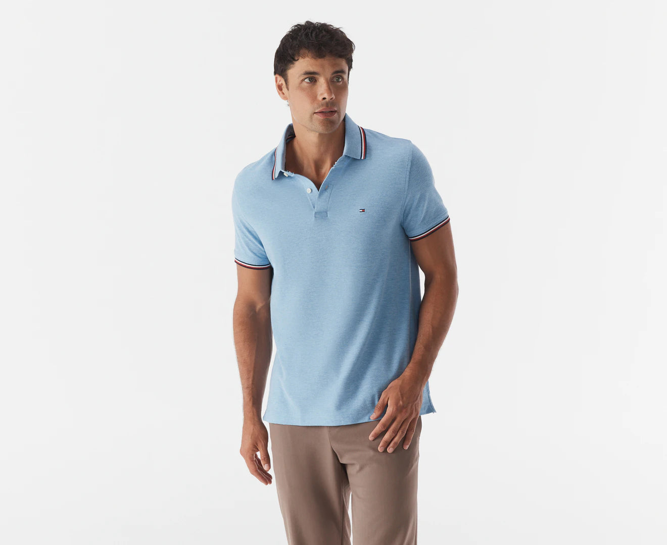 Men'S Winston Solid Wicking Polo Shirt - Blue Heather